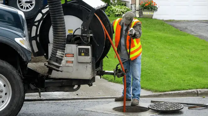 Technician using specialized drainage equipment for sewer line cleaning and foundation protection in Santa Ana, CA